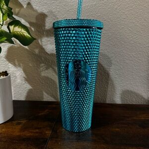 Starbucks Teal Studded Tumbler 24 oz Venti Cold Cup Lid & Straw 2023 Summer